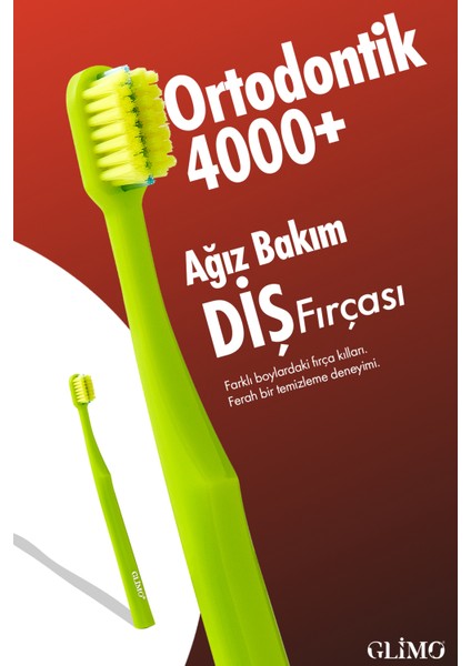 Ortodontik Diş Fırçası 4000 | Fda Onaylı,bpa Içermez,diş Teli Temizliği | 0,12 Mm Fırça Kılı, Yeşil