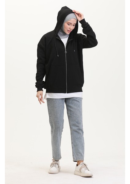 Iki Iplik Kapüşonlu Sweatshirt 9488-01 Siyah fiyatları