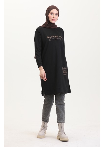 Baskılı Sweatshirt 0540-01 Siyah fiyatları