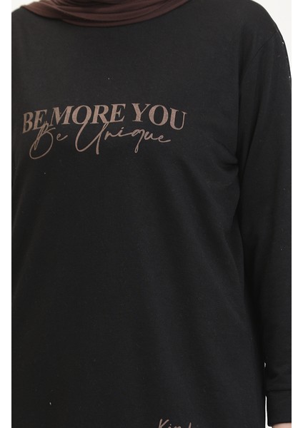 Baskılı Sweatshirt 0540-01 Siyah fırsatları