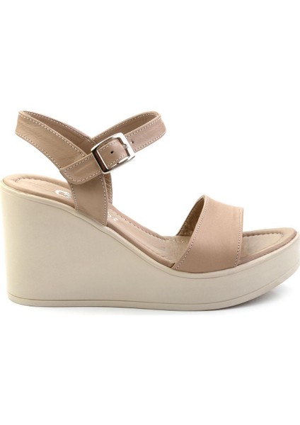 Bej Leather Kadın Sandalet K05040030403