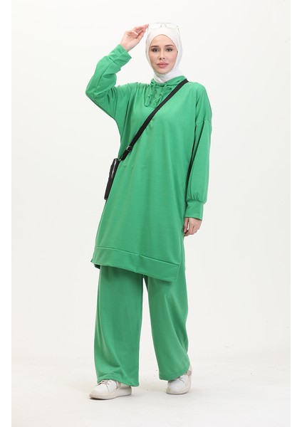 Kapüşonlu Eşofman Takım 0057-10 Yeşil