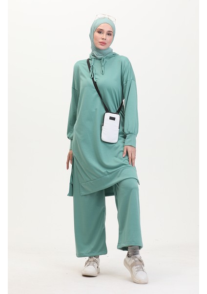 Kapüşonlu Eşofman Takım 0057-07 Çağla Yeşili