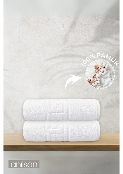 2'li Greek El Havlusu - 50x90 Cm, 225 gr, %100 Pamuk, Spa Ve Otel Havlusu, Günlük Kullanıma Uygun