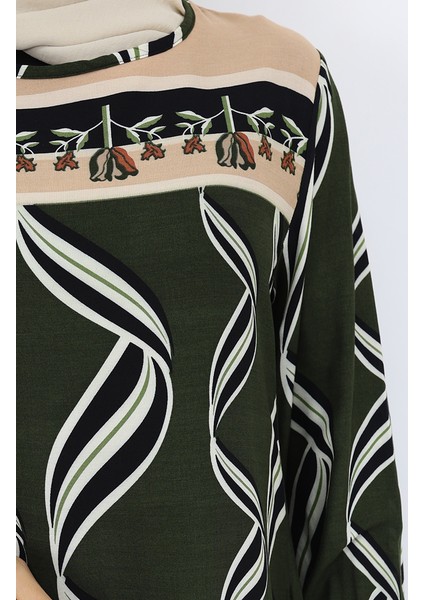 Viskon Kumaş Kol Ucu Lastikli Elbise 0031-06 Haki fırsatları