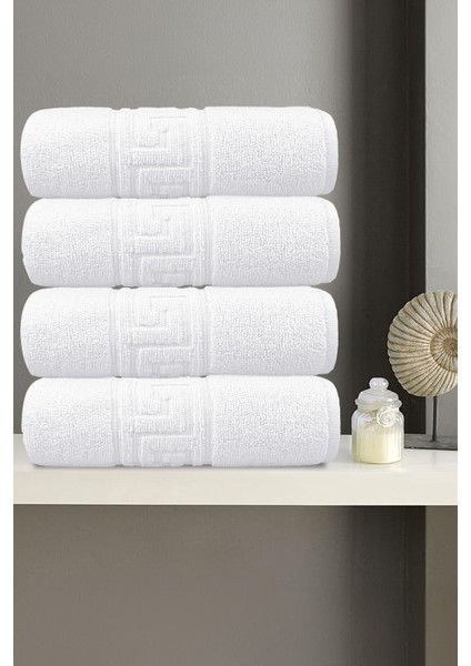 4'lü Greek El Havlusu - 50x90 Cm, 225 gr, %100 Pamuk, Spa Ve Otel Havlusu, Günlük Kullanıma Uygun