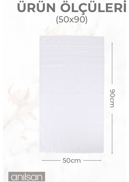 4'lü Greek El Havlusu - 50x90 Cm, 225 gr, %100 Pamuk, Spa Ve Otel Havlusu, Günlük Kullanıma Uygun