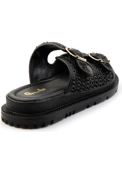 Siyah Kadın Terlik Hasır Malzeme ile Rahat Kullanım modelleri