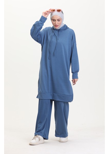 Kapüşonlu Eşofman Takım 0057-09 Indigo