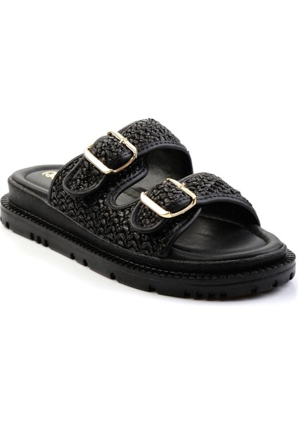 Kadın Terlik Siyah Düz Topuklu Hasır Malzeme ile Konforlu ve Şık Seçim fiyatları