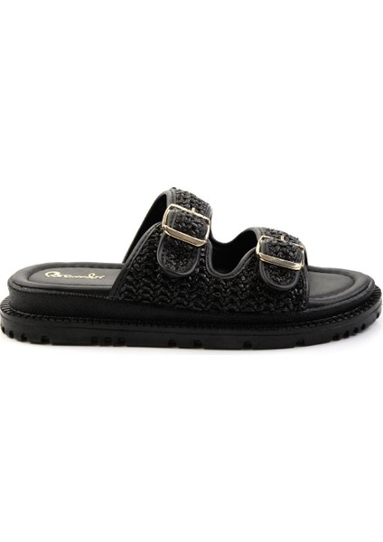 Kadın Terlik Siyah Renk Düz Topuklu Hafif ve Rahat Kullanım