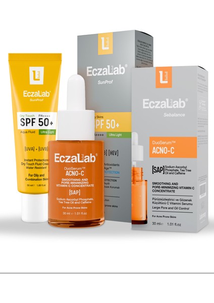 Yağlı & Akneye Eğilimli Ciltler Için Set | Oil Control SPF50+ Güneş Kremi & Acno-C Cilt Serumu indirimleri