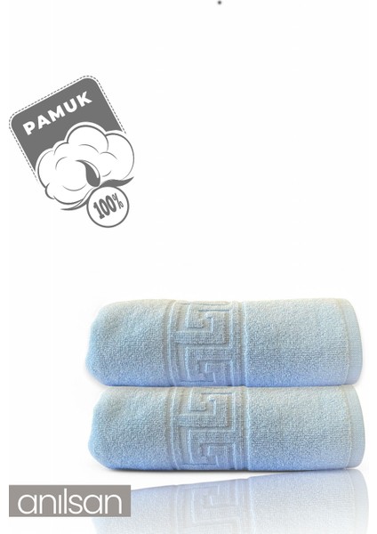 2'li Mavi Greek El Havlusu - 50x90 Cm, 225 Gr, %100 Pamuk, Spa Ve Otel Havlusu, Günlük Kullanıma Uygun fiyatları