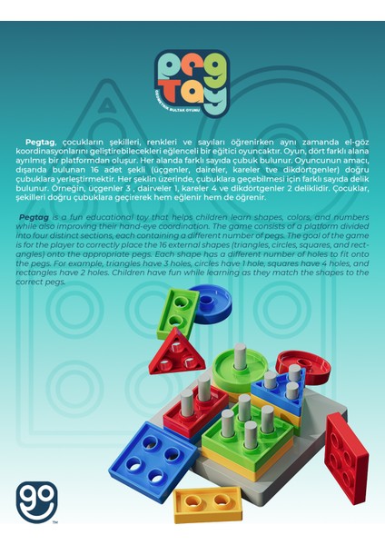 Pag Tag Bultak Geometrik Şekiller Motor Beceri Geliştirici Eğitici Oyuncak Bebek Aktivite Oyuncağı