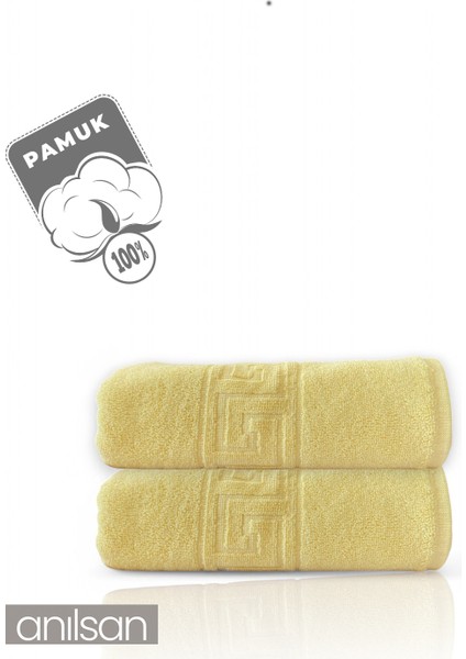 2'li Sarı Greek El Havlusu - 50x90 Cm, 225 Gr, %100 Pamuk, Spa Ve Otel Havlusu, Günlük Kullanıma Uygun fiyatları
