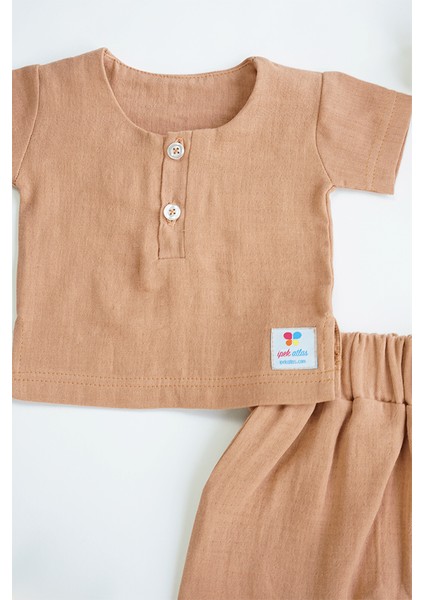 Kız Erkek Bebek ve Çocuk Kısa Kollu Müslin Ikili Takım modelleri