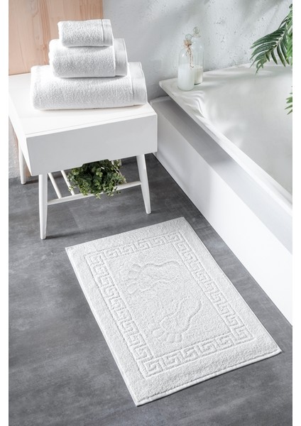 2'li Greek Ayak Havlusu - 50X70 Cm, 245 Gr, %100 Pamuk, Spa ve Otel Banyo Paspası, Günlük Kullanıma