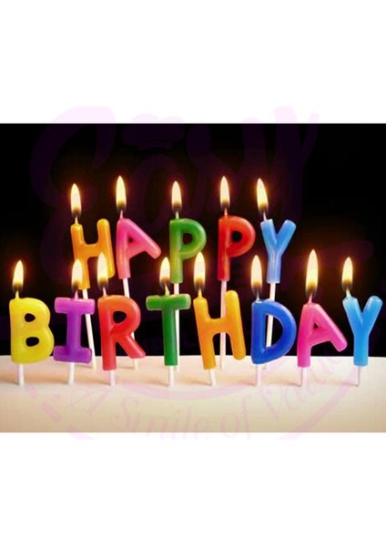 Rengarenk Happy Birthday Yazılabilen Doğum Günü Mumu