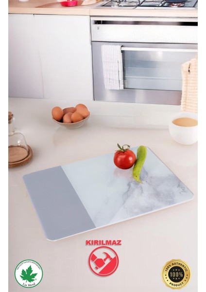 Temperli Cam Kesim Tahtası 25*35 Siyah My Kitchen – Çizilmez, Isıya Dayanıklı, Kırılmaz, Kaymaz