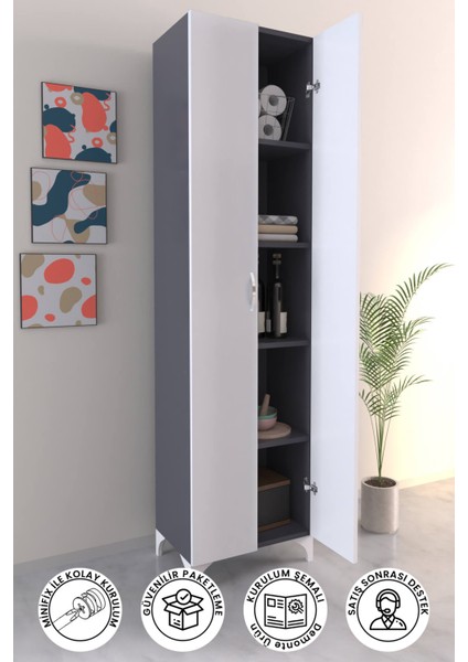 5 Raflı Çok Amaçlı Mutfak Dolabı Kiler Banyo Balkon Erzak Dolabı