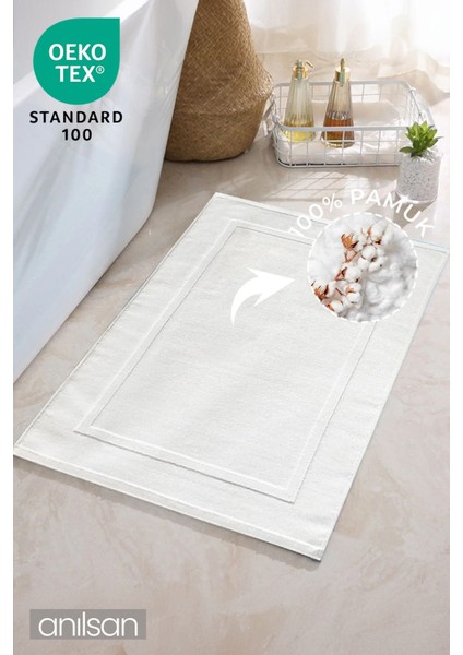 Beyaz Ayak Havlusu - 50x70 Cm, 245 Gr, %100 Pamuk, Spa Ve Otel Banyo Paspası, Günlük Kullanıma Uygun