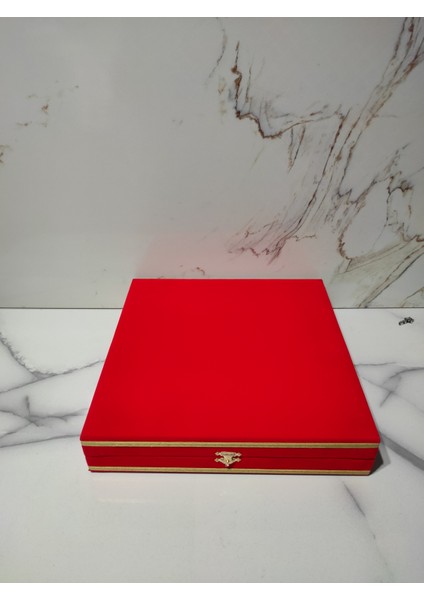 Kadife Kutu 18 cm Tabak Kırmızı