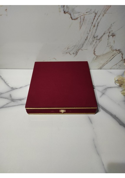 Kadife Kutu 38 cm Tabak Bordo