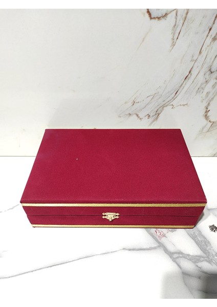 Cezveli 2 Kişilik Fincan Takımı Için Kadife Kutu Bordo