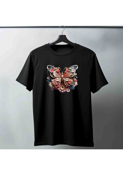 Kelebek 3D Baskılı Özel Tasarım Oversize Tshirt