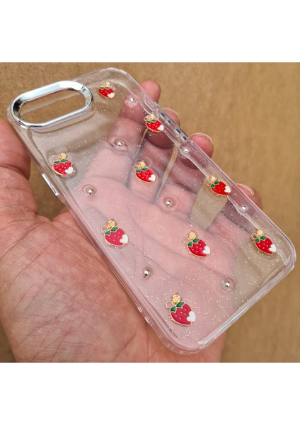 Apple iPhone 16E Uyumlu 3D Desenli Parlak Simli Parıltılı Silikon Kılıf