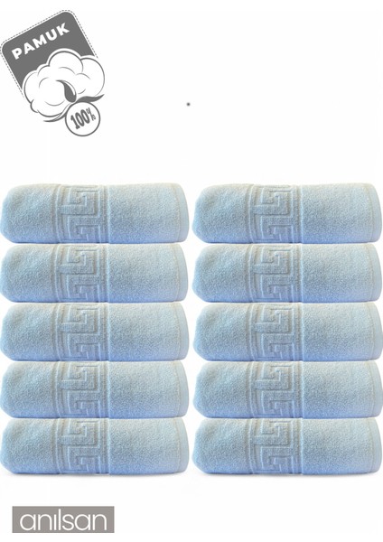 10'lu Mavi Greek El Havlusu - 50 x 90 cm , 225GR, Pamuk, Spa ve Otel Havlusu, Günlük Kullanıma Uygun fiyatları