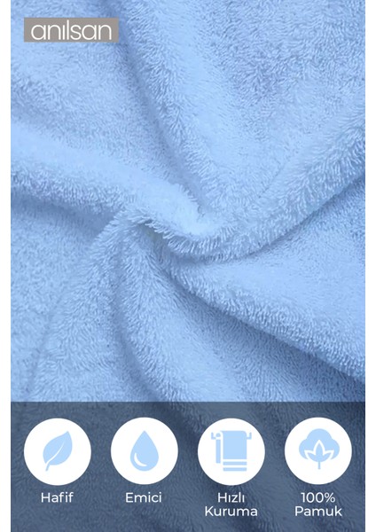 6'lı Mavi Greek El Havlusu - 50 x 90 cm , 225 Gr, Pamuk, Spa ve Otel Havlusu, Günlük Kullanıma Uygun