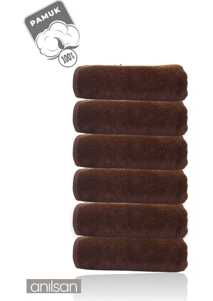 6'lı Kahverengi El Havlusu - 50x90 Cm, 225 Gr, %100 Pamuk, Spa Ve Otel Havlusu, Günlük Kullanıma Uygun fiyatları