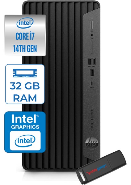 Pro Tower 400 G9 Intel Core I7 14700 32GB Ddr5 512GB SSD Windows 11 Pro Intel® UHD Graphics 730 Masaüstü Bilgisayar 5V5M2ESP17 + Zetta USB Bellek
