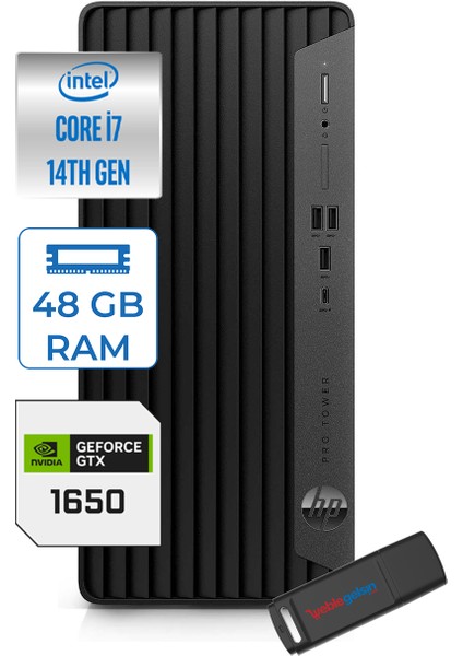 Pro Tower 400 G9 Intel Core I7 14700 48GB Ddr5 2tb SSD Windows 11 Home Nvidia GTX1650-4GB Masaüstü Bilgisayar 5V5M2ESGTX1650H24 + Zetta USB Bellek