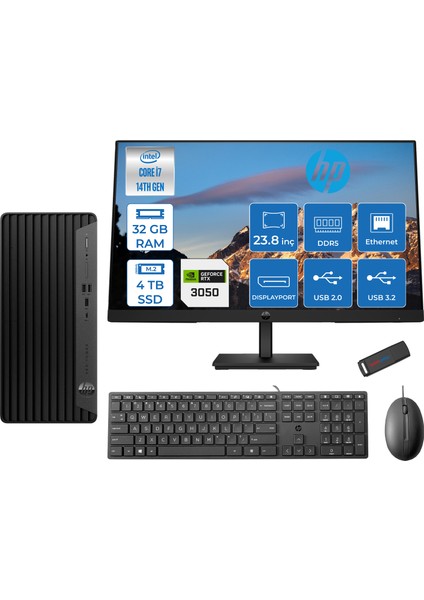 Pro Tower 400 G9 Intel Core I7 14700 32GB Ddr5 4tb SSD 23.8" Fhd Freedos Nvidia RTX3050-6GB Masaüstü Bilgisayar 235V5M2ESRTX3050F20 + Zetta USB Bellek