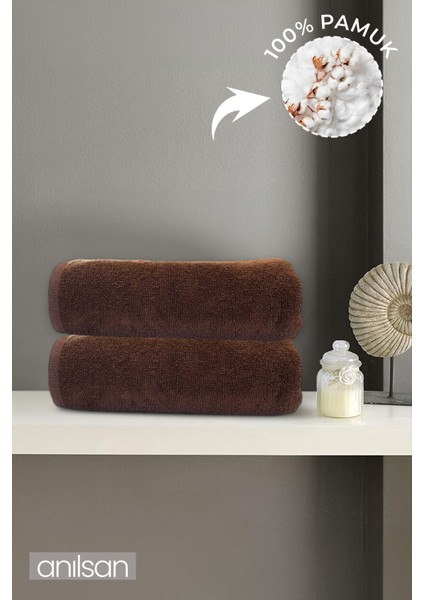 2'li Kahverengi Banyo Havlusu - 90 x 150 cm , 650 Gr, PAMUK, Spa ve Otel Havlusu, Günlük Kullanım