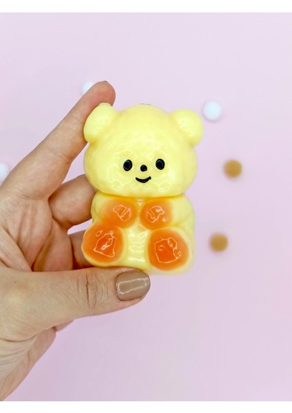 Sevimli Ayıcık Yumuşacık Sıkma 8 cm Sweet Bear Sukuşi - Sarı