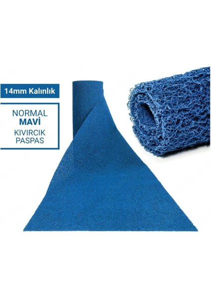 120 x 350 cm Mavi Kıvırcık Paspas-Halı Kaymaz Yolluk Lidya 14MM