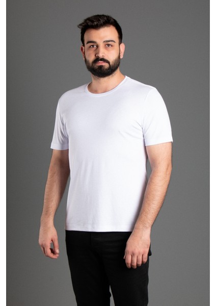 Erkek Beyaz Basic O Yaka T-Shirt