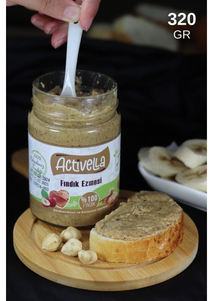 Şekerli Fındık Ezmesi 320GR %70 Fındıklı + Şekersiz Fındık Ezmesi 320GR %100 Fındıklı