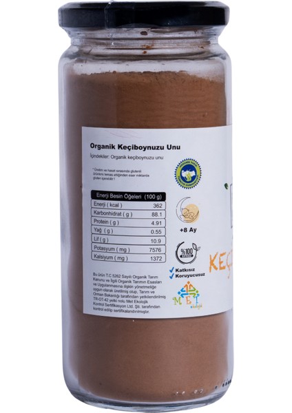 Beferment Organik Keçiboynuzu Unu 250 gr Cam modelleri
