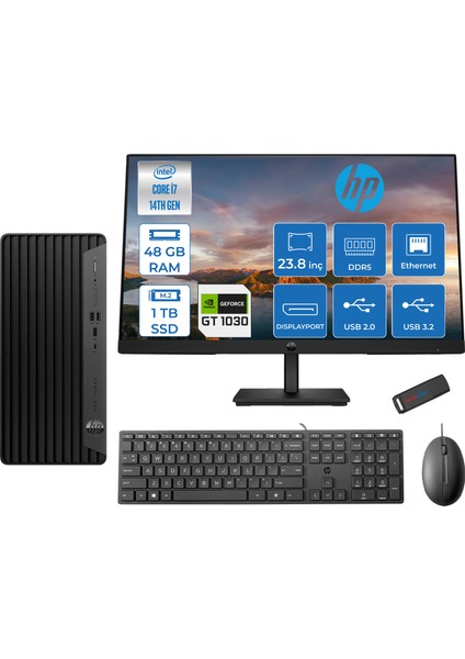 Pro Tower 400 G9 Intel Core I7 14700 48GB Ddr5 1tb SSD 23.8" Fhd Freedos Nvidia GT1030-4GB Masaüstü Bilgisayar 235V5M2ESGT1030F23 + Zetta USB Bellek