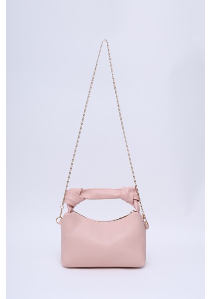 Pudra SHK24 Orjinal Soft Deri Düğüm Detaylı Zincir Askılı El ve Omuz Çantası U:14 E:22 G:8 cm
