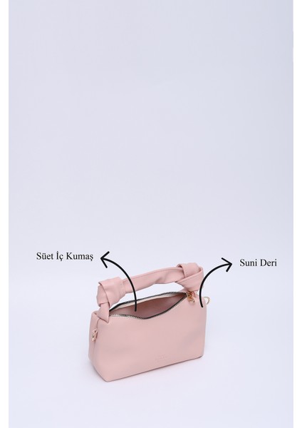 Pudra SHK24 Orjinal Soft Deri Düğüm Detaylı Zincir Askılı El ve Omuz Çantası U:14 E:22 G:8 cm