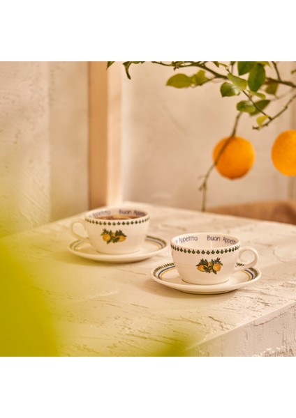 Lemoncello Porselen 2'Li Çay Fincanı Seti 270 Cc