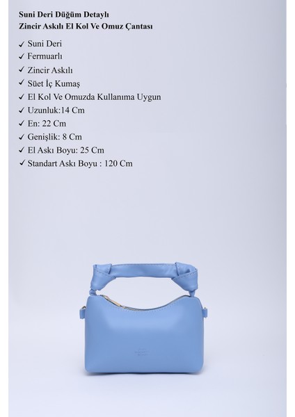 Mavi SHK24 Orjinal Soft Deri Düğüm Detaylı Zincir Askılı El ve Omuz Çantası U:14 E:22 G:8 cm modelleri