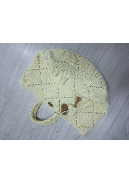Kadın El Örgüsü Hasır Yıldız Çanta