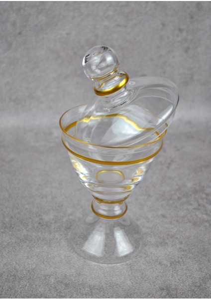 Paşabahçe Yaldızlı Ayaklı Cam Kapaklı Fanus Şekerlik Kurabiyelik Drajelik 27CMX13 cm fiyatları
