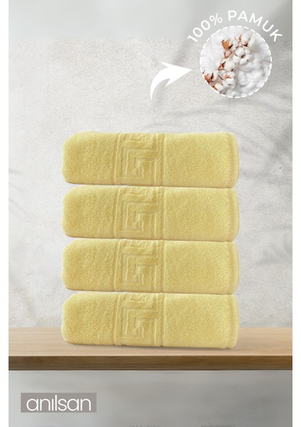 4'lü Greek Sarı Banyo Havlusu - 70 x 140 cm , 490 Gr, PAMUK, Spa ve Otel Havlusu